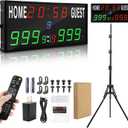 Upgraded Electronic Scoreboard Digital Score Keeper with Remote & Tripod, Basketball Scoreboard Sports Score Ticker with Timer 12/24h Real Time for Football/Corn Hole/ping Pong/Table Tennis