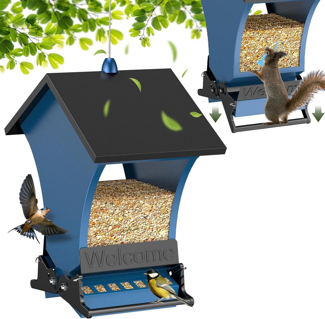 Wildpark Squirrel Proof Bird Feeders for Outdoors, 5LB Metal Hanging Feeders, Large Wild Feeders for Cardinals, Chickadees, Durable Backyard Feeders -One in Blue Wildpark Squirrel Proof Bird Feeders for Outdoors, 5LB Metal Hanging Feeders, Large Wild Feeders for Cardinals, Chickadees, Durable Backyard Feeders -One in Blue