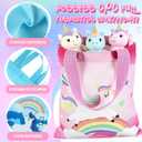 Amylove 24pcs 8 * 8.5in Unicorn Canvas Tote Bag Bulk Reusable Candy Grocery Shopping Gift Mini Canvas Bags 12 Patterns Unicorn Design for Halloween Party Supplies Favors