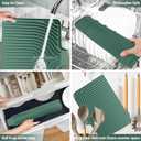 Dish Drying Mat for Kitchen Counter, with Built-in Drain Lip, Food-Grade Silicone, Easy Clean Pad for Countertop Protection, Multi-Functional Use (18x11.8, Dark Green)