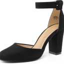 DREAM PAIRS Women's High Heel Ankle Strap Closed Toe Chunky Wedding Pumps Shoes (9)