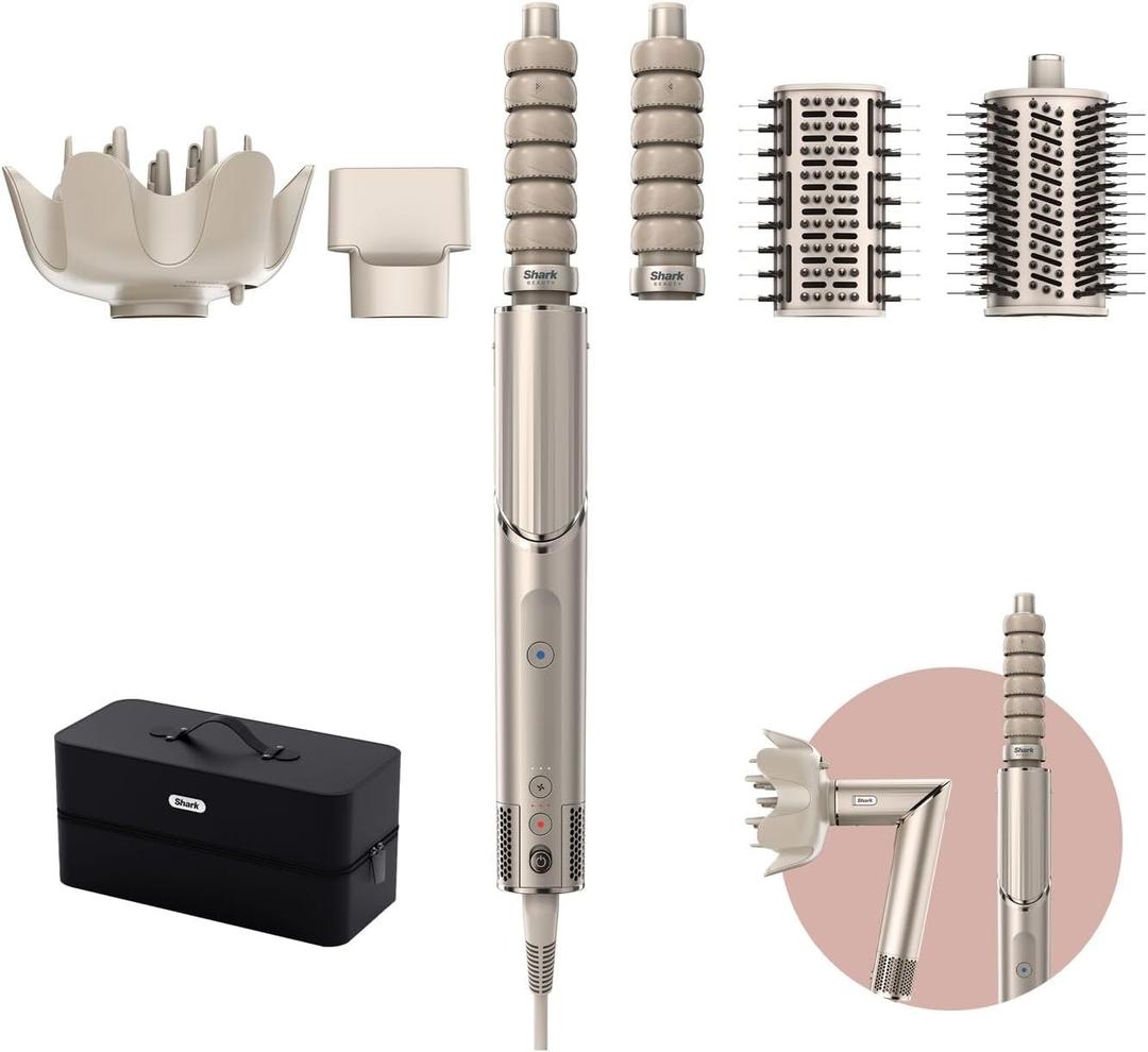 Shark FlexStyle 5-in-1 Air Styler & Hair Dryer with Auto-Wrap Curlers, Paddle Brush, Oval Brush, Concentrator and Diffuser, Storage Case, No Heat Damage, Stone