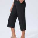 Women's Capri Pants Wide Leg Quick Dry Hiking Capris Water Resistant UPF50 Lightweight Loose Travel Black M (Black, M)