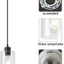 Modern Black Farmhouse Clear Glass Cylinder Pendant Light Fixture,Island Lights for Kitchen,Mini Pendant Lighting for Kitchen Island Decor - 4.75 Inch Shade 58 Inch Cord (Black 2 Pack)