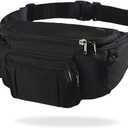 Sports Fanny Pack for Men Women, Outdoor Waist Pack Bag with 6 Zipper Pockets, Super Capacity Bum Bag with Adjustable Belt for Traveling Hiking Cycling Workout Casual, Large