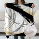 SPBL&L Black White and Gold Throw Blanket, Minimalist Modern Ink Line Throw Blanket for Bed Couch Bedroom Living Room, Modern Room Home Decor