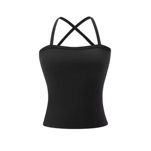 Women's Criss Cross Scoop Neck Spaghetti Strap Fitted Camisole Tops Large