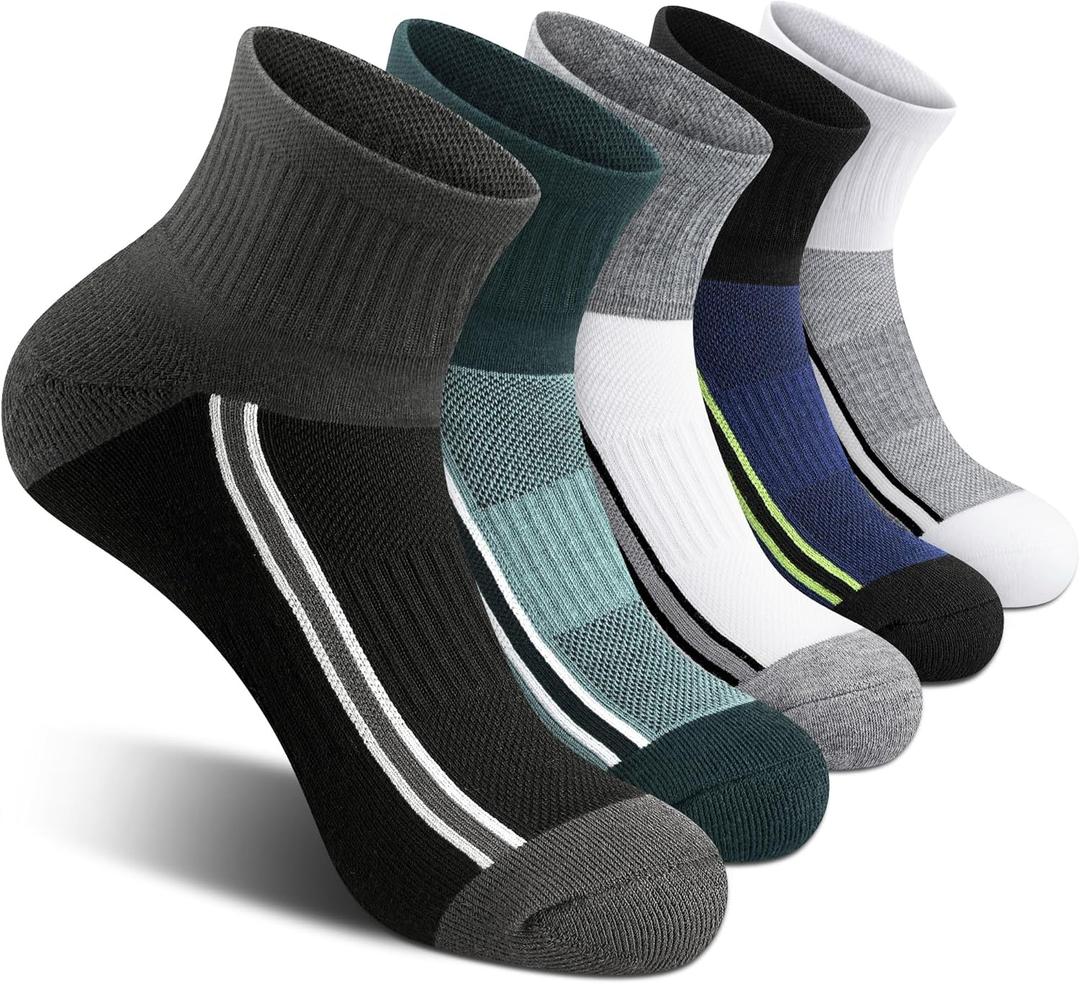 Gonii men ankle socks for men athletic running Cushion Quarter Socks 5 Pairs