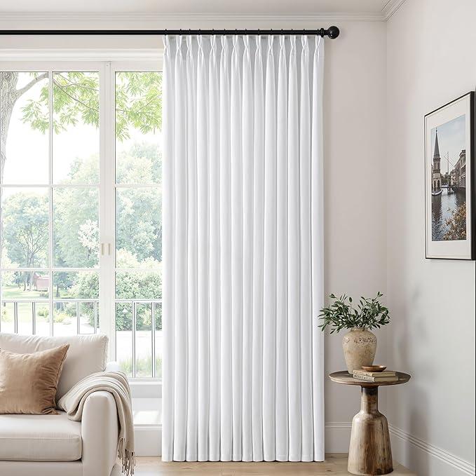 Pinch Pleated Curtains 96 Inch x 180 Inch 1 Panel, Privacy Curtain Let Light in Window Drapes for Living Room Bedroom Natural