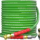 Pressure Washer Hose 50FT 3/8" for Cold and Hot Water 212F, with Swivel Quick Connect, 4500PSI Kink Resistant Grade Steel Wire Braided, Power Washer Hose With 2pcs M22-14mm Adapter (Green)