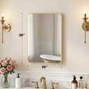 NEWBULIG 20X28 Inch Bathroom Mirror, Rectangle Wall Mirror with Rounded Corners, Gold Vanity Mirrors for Bathroom Sink with Metal Frame for Bedroom, Entryway, Hangs Horizontally or Vertically