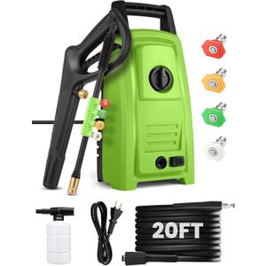 2025 New 4500PSI Electric Pressure Washer, Small Potable Power Washer with 20FT Pressure Hose, 4 Nozzle Set, Powerwashers for Home/Cars/Fences/Windows, Green