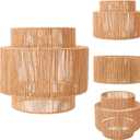 VIHOSE 12.6 Inch Boho Rattan Lamp Shades Wicker Lantern Lamp Shade Vintage Rattan Small Lampshade for Table Floor Hanging Lamps Farmhouse Rustic Lampshades for Kitchen Bedroom Dining Room Hallway