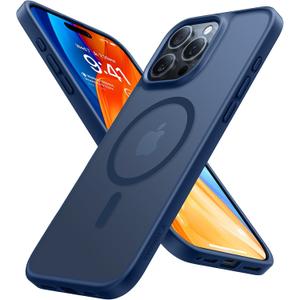 TORRAS for iPhone 16 Pro Case Translucent Matte Blue | Compatible with MagSafe, Military Grade Drop Protection, Stronger Magnetic, Shockproof Airbag, Color Button, Slim Anti-Scratch