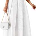 PRETTYGARDEN Womens Sleeveless Maxi Summer Dresses 2026 Hollow Out Eyelet Square Neck Ruffle Flowy Beach Vacation Sundress (Small, White)