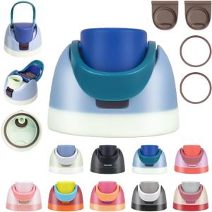Replacement Lid for Owala-Fits Owala Cup 16oz,24oz,32oz,40oz,Leakproof, BPA-Free Water Bottle Top Lid Replacement Accessory with 2 Gasket Replacement Stopper and 2 Bottle O Seal Ring(Blue)