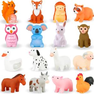 XY-WQ Bath Toys No Hole, for Infants 6-12& Toddlers 1-3, No Hole Bathtub Toys (Animal C2, 16 Pcs)