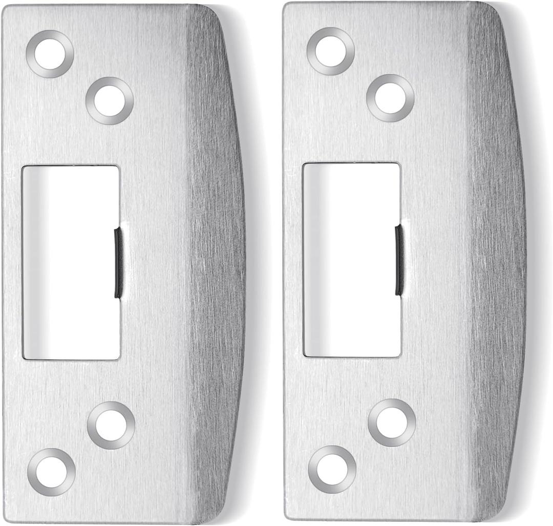 Oversized Door Strike Plates 2 Pack, Heavy Duty Version, Extra Large Striker Plate, Reinforced Enlarged Strike with Large Hole, Fix Door Won't Latch in, Extended to Cover Worn Slot