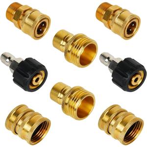 MINGOU Pressure Washer Quick Connect Kit, M22 to 3/8" Quick Connect, Pressure Washer Adapter Set, M22 14mm Quick Connect Swivel Fittings, 3/4" to Quick Release (Brass)