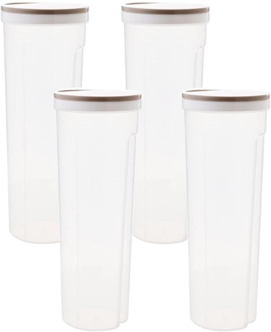 COMZPLIFE 4Pcs Plastic Spaghetti Food Storage, Clear Tall Pasta Jar organizer with Controllable Lid for Flour, Sugar, Black, Pasta, Cereal and Noodles