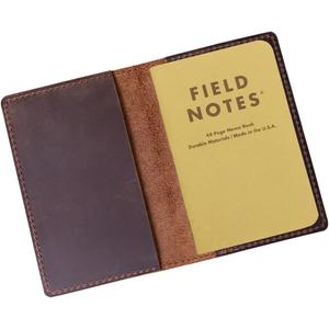 Fan&Ran Genuine Leather Journal Cover for Field Notes Notebooks, Moleskine Cahier Journal Pocket 3.5 x 5.5 Inches, Bourbon Brown