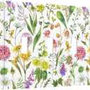 Colorful Flower Watercolors Plant 3 Gang Light Switch Covers Triple Toggle Wall Plate Decorative Switchplate Electrical Faceplate For Farmhouse Bathroom Bedroom Decor, SGHXWP0822