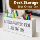 2 x Boss's Day Gifts, Funny Desk Pen Holder Boss Gifts for Women, Let's Just Assume I'm Right Wooden Pen Pencil Holder Organizer for Office Desk Accessories