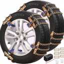 Snow Tire Chains, Universal Car Emergency Anti Slip Snow tire Chains, 6 Pack Winter Security Portable Adjustable Car Tire Snow Chains Width 195-225mm(7.6-8.9 inch) for Most Cars/SUV/Trucks (Medium)
