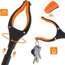 43" Extra Long Grabber Tool, Foldable Grabbers for Elderly Grab It Reaching Tool with Rotating Jaw +Magnets, 4" Wide Claw Opening Reacher Grabber Pickup Tool, Grabber Reacher Tool Heavy Duty