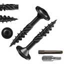 (5 lbs)#8 x 1-1/4" Black Lag Screws, Structural Wood Screw, Heavy Duty Construction Screw, Rust Resistant, Washer Head, Black Coated Exterior Wood Screws, Star Drive with Bit