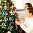 16Set Christmas Craft Kits Winter Popsicle Stick Snowflake DIY Sets Ornaments with Foam Stickers for Christmas Party Supplies Winter Holiday Activities Party Favors