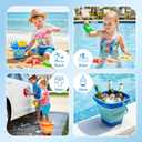 Dreamon Beach Toys for Kids 3-10, Collapsible Sand Castle Toys for Beach Include 3 Pack Foldable Buckets, Shovels Molds and Storage Mesh Bag, Sandbox Travel Toy for Toddlers Kids