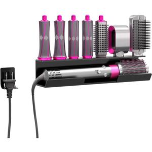 Wall Mount Holder for Dyson Airwrap Styler Hair Curling Iron Wand Barrels and Brushes Storage Stand Rack with Cord Organizer Acrylic (Black)