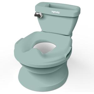 Ingenuity My Size Potty Pro, Infant Potty Training Toilet, Lifelike Flushing Sound, for Ages 18 Months, Up to 50 Pounds (Green)