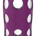 Lifefactory 22-Ounce Glass Water Bottle with Active Flip Cap and Protective Silicone Sleeve, Plum