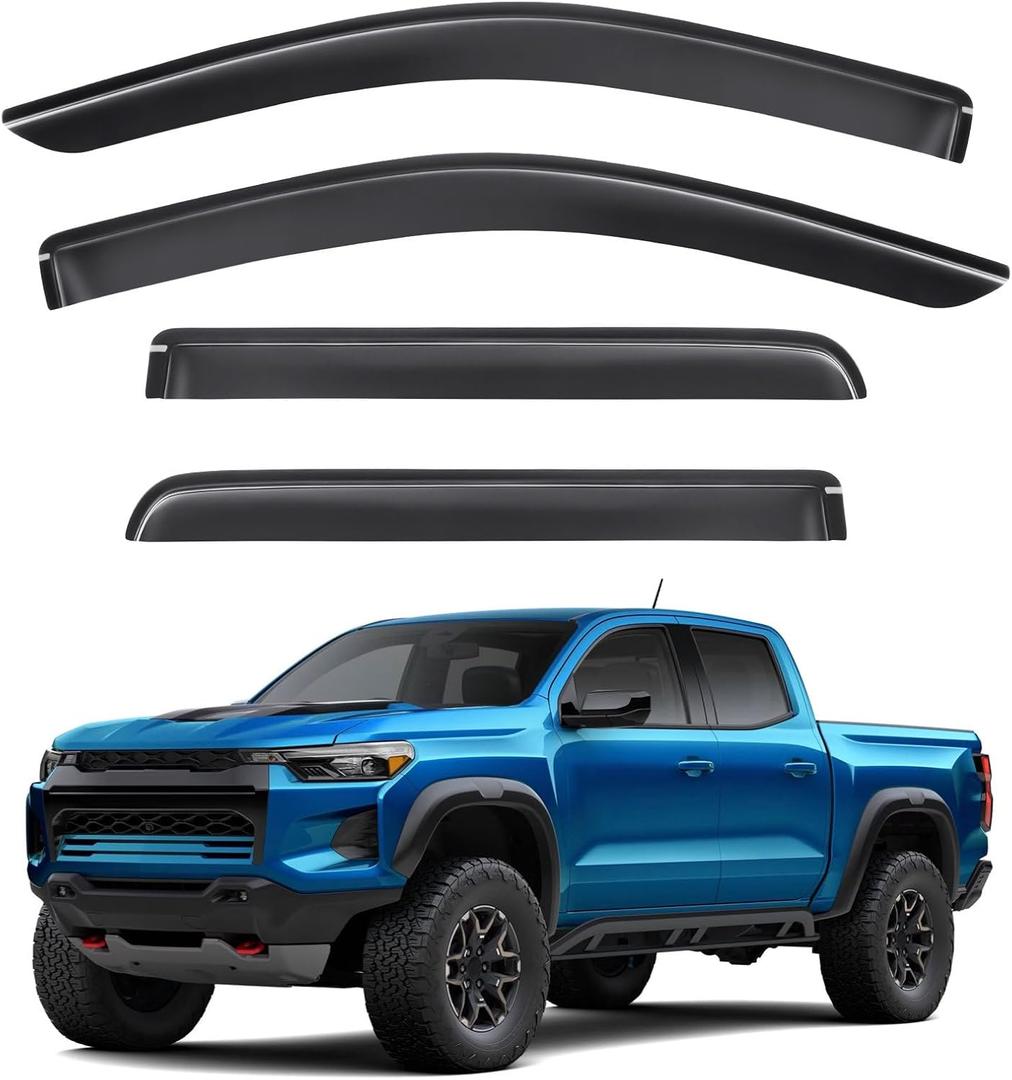 Tape-On Rain Guards for Chevy Colorado/GMC Canyon 2023 2024 2025 2026, Window Visors Side Window Deflectors Compatible with Chevrolet Colorado/GMC Canyon Accessories (4pcs)