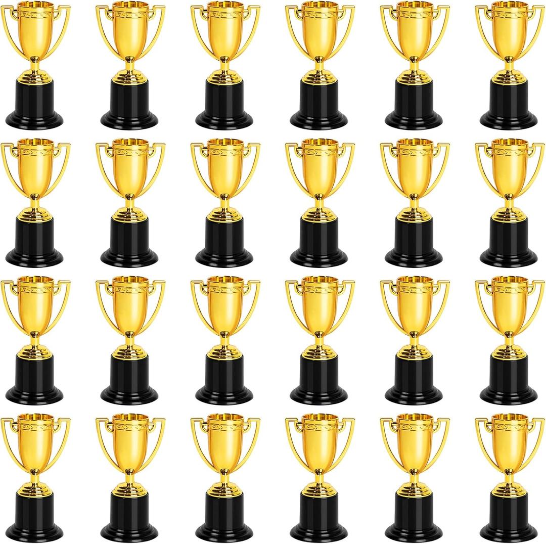 ZZYFGH Mini Trophies, 4 Inch Mini Gold Award Trophy Cup, Plastic Gold Award Trophy Cups, Golden Award Trophy Cups Set for Sports, Party Favors, Tournaments, Competitions