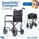 Invacare Transport Wheelchair for Adults, Compact Lightweight Wheel Chair with Foldable Backrest, 19in Seat with Seatbelt, Swing-Away Footrests, Portable Steel Travel Transfer Chair