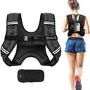 BAGAIL Weighted Vest, 12lbs Weight Vest with Detachable Phone Pouch, Rucking Vest for Women, Men, Walking, Weight Loss, Training, Running (Black)