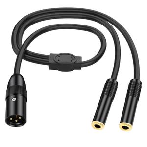 MEIRIYFA XLR 3Pin to Dual 6.35mm 1/4 Inch Y Splitter Cable, Gold Plated XLR Male to Dual 6.35mm TRS Female Microphone Cable for Amplifier Mixer Mic Guitars - 0.5M