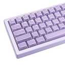 TIMSEKER Purple Crystal Jelly Side Print Keycap Set - Wave Texture Doubleshot ASA Profile Keycap, 142 Keys ABS PC Key Cap for 61/ 68/ 84/ 87/ 98/ 104 Gaming Mechanical Keyboard