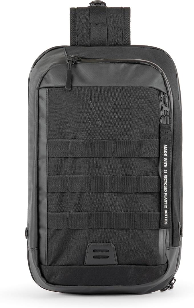 Monarc 10L Crossbody Sling Bag, Recycled Materials, Dual Carry, 13" Laptop Sleeve, Water Resistant, Lightweight Daypack for Travel, Work, Sport (Black)