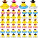 Sosation 12 Pcs Cowboy Rubber Duck Bulk Mini Car Yellow Duckies Bath Toys Party Favor with Mini Hat Swim Circle Necklace Sunglasses Car Ornaments for Summer Birthday Swimming Supplies(Novel Style)