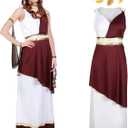 Haysandy 5 Pcs Greek Costume Womens Toga Costume Roman Women Adult with Roman Leaf Wreath Set for Halloween Carnival Party (X-Large)