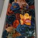 Ling's moment Fake Flowers Box, Faux Artificial Greenery Stems Foam Roses Gardenia Silk Poppy Fabic Flower for Centerpieces Bouquet Wedding Vase Decorations, Teal & Burnt Orange, Deluxe Combo