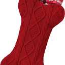 Pet Dog Christmas Stocking, Knit Red Large Bone Shape Dog Christmas Stockings for Christmas Holidays Home Decorations