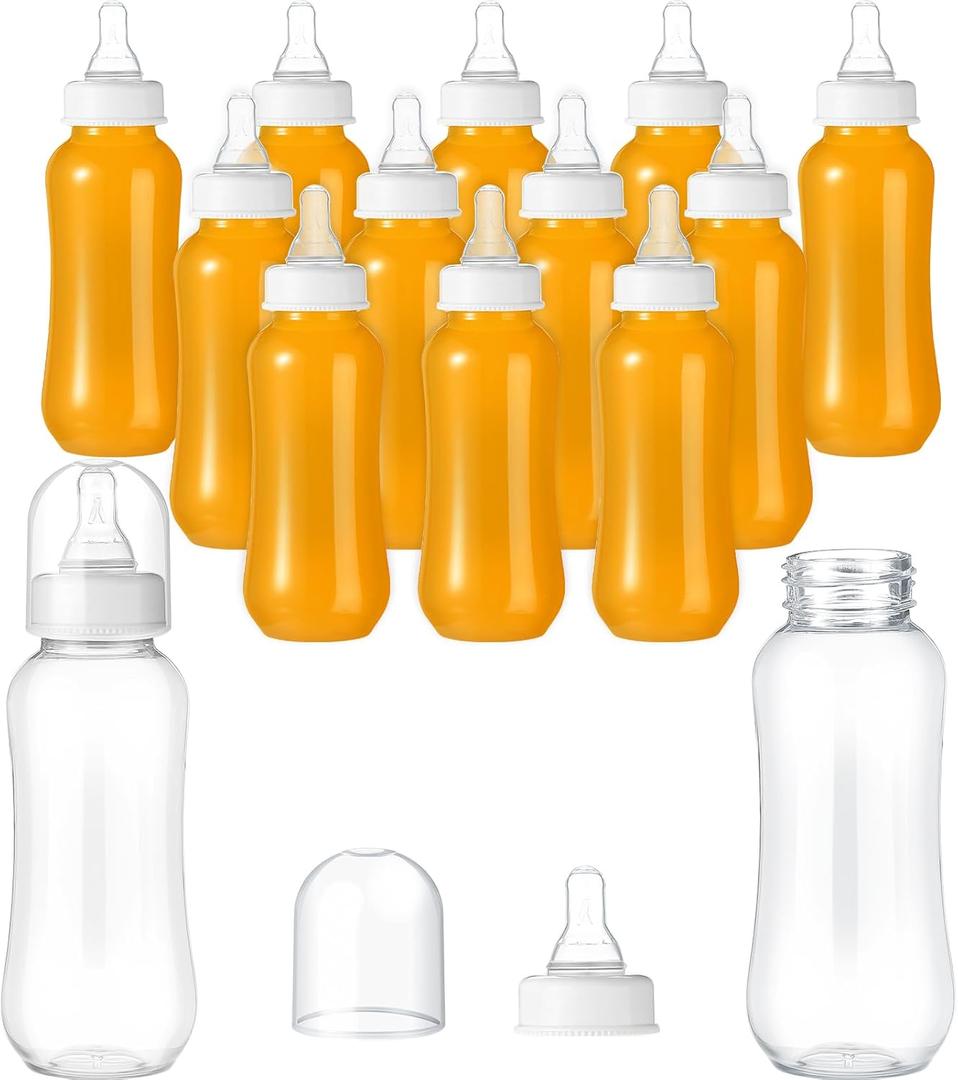 Norme 12 Pcs 9.5 oz Plastic Bottles Chug Shower Game Party Favors for Shower Decorations Gender Reveal Gifts (White)