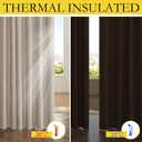 NICETOWN Oatmeal Linen Complete Blackout Curtains 48 inches for Kids Room, 2 Panels, Thermal Insulated & Noise Reducing Window Draperies with Grey Liner, Noise Reducing Short Drapes