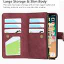 iCoverCase for iPhone X/XS Wallet Case with Card Holder and Wrist Strap, PU Leather Kickstand Card Slots Zipper Pocket Magnetic [Detachable] Flip Cover Case 5.8 Inch (Claret)