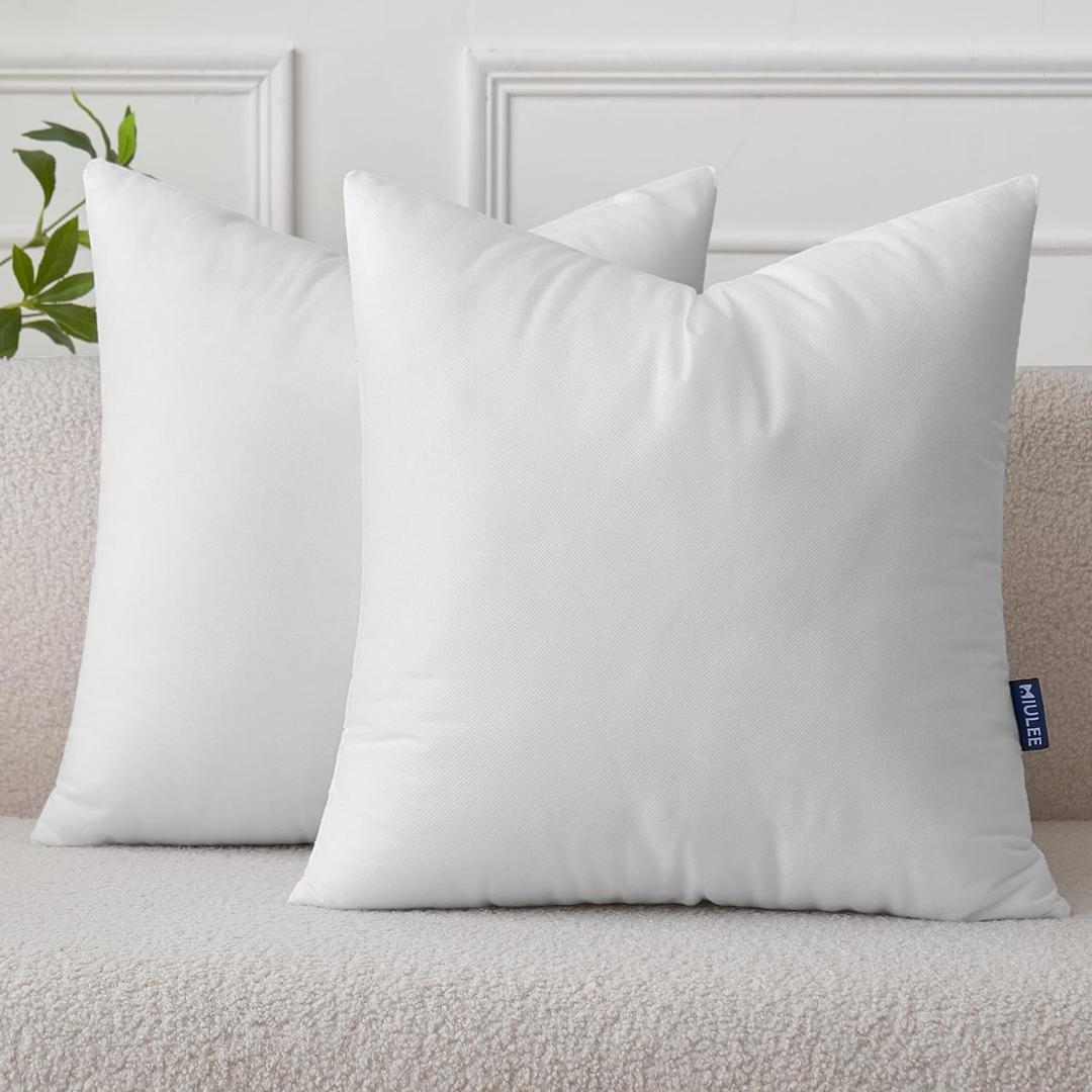 MIULEE Set of 2 Throw Pillow Inserts 20x20 Inches, Non Woven Decorative Pillow Inserts for Living Room